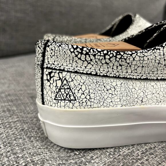 EUC HUF Dylan Slip-On Sneakers White Crackle Leather Size 8 Skate Casual Shoes - Picture 7 of 16